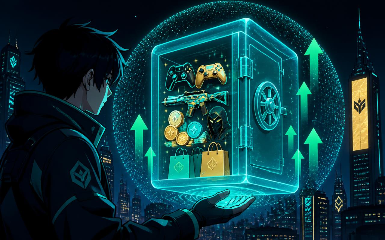 Holografischer Item-Safe mit Skins, Coins und Controllern